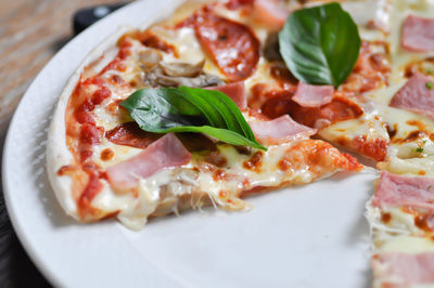 Close-up of pizza on plate