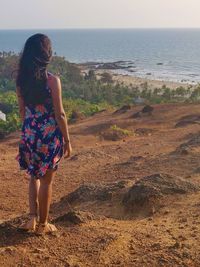 Rear view of woman looking at sea shore