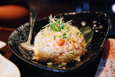 Close-up of meal served in plate
