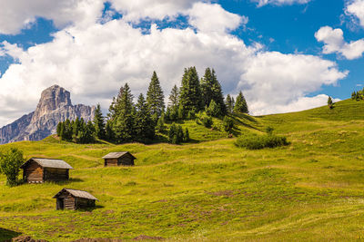 Dolomiti alps in alta badia landscape amd peaks view, trentino alto adige region of italy