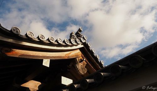 Low angle view of traditional temple against sky