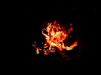 Close-up of bonfire at night