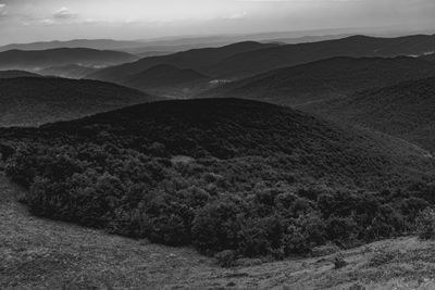 High angle view of land against sky