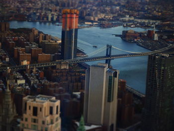 High angle view of suspension bridge