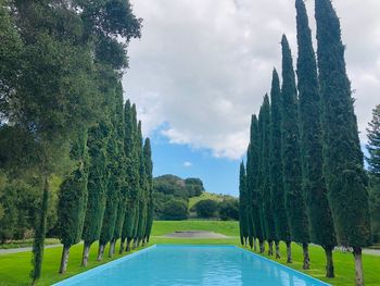 Scenic view of swimming pool against sky