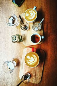 High angle view of coffee on table