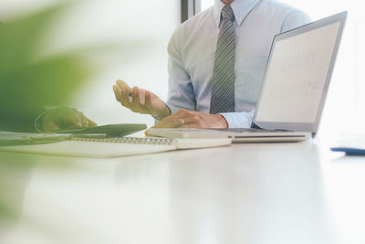 Man working on table
