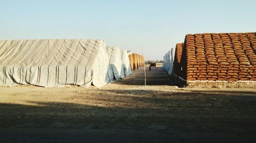 Panoramic shot of wall against clear sky