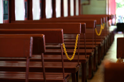 Close-up of empty seats