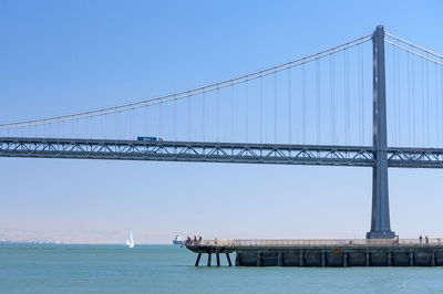 View of suspension bridge against sky