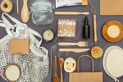 High angle view of food on table