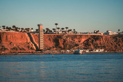 Scenic view of sea against clear sky