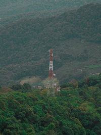 View of communications tower on land