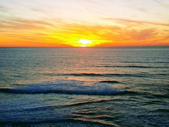 Scenic view of sea against sky during sunset