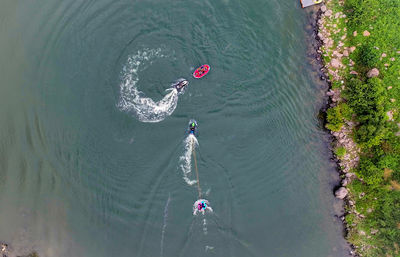 High angle view of boat in sea