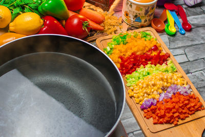 High angle view of food