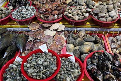 High angle view of market stall for sale