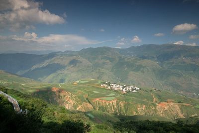 Scenic view of mountains against sky