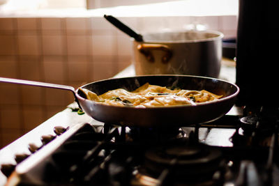 Close-up of food in kitchen