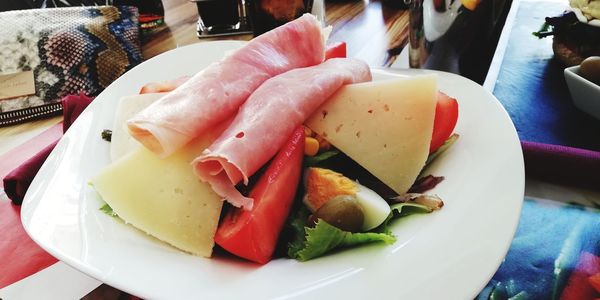 Close-up of salad in plate on table