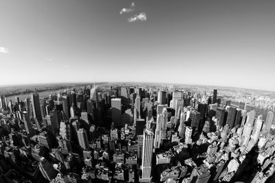 View of cityscape against clear sky