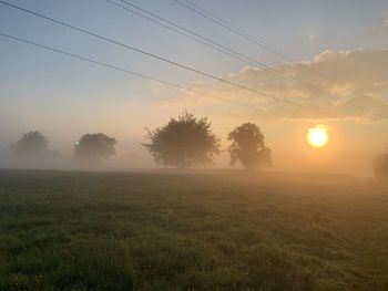 Scenic view of field against sky during sunset