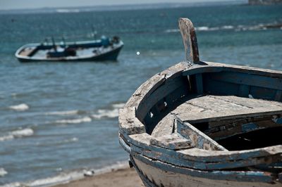 Close-up of old boat in sicily