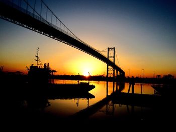 Silhouette of harbor at sunset