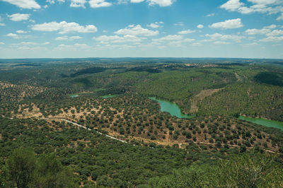 High angle view of landscape against sky