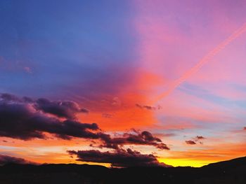 Scenic view of dramatic sky during sunset