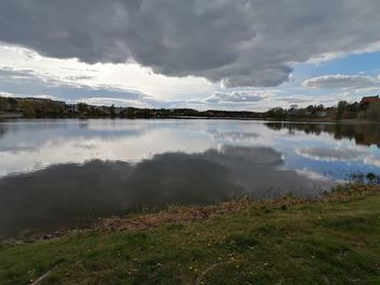 Scenic view of lake against sky