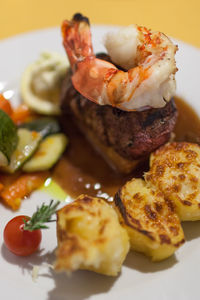 Close-up of seafood in plate