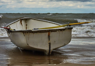 Close-up of boats in sea
