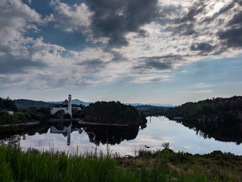 Scenic view of lake against sky