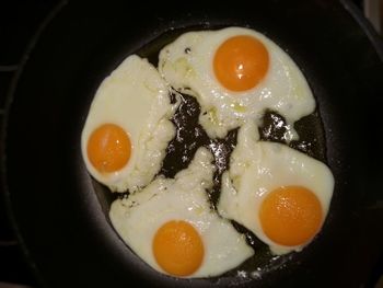 High angle view of breakfast on table