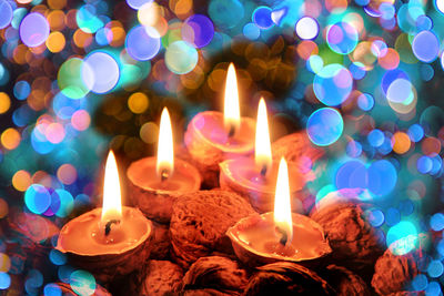 Close-up of lit candles