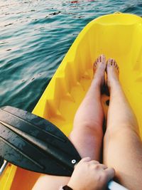 Low section of woman in kayak