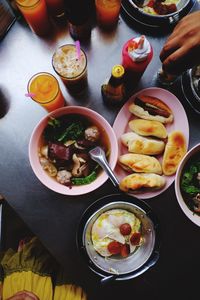 High angle view of food on table