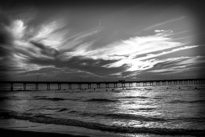 Scenic view of sea against sky at sunset