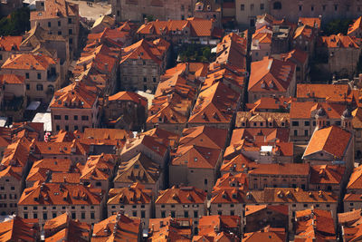 High angle view of buildings in city