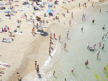 Aerial view of people on beach