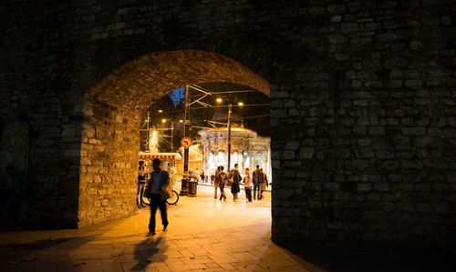 Interior of illuminated tunnel