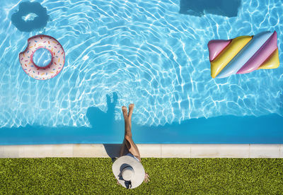 High angle view of man in swimming pool