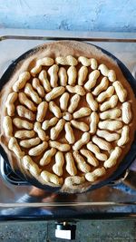 High angle view of bread on table