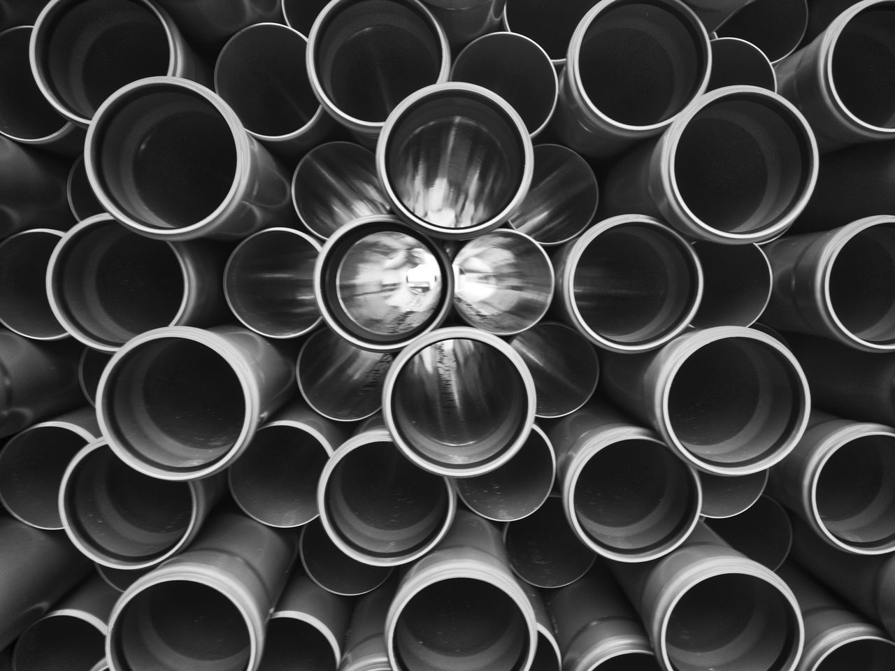 full frame, pattern, industry, backgrounds, repetition, no people, large group of objects, close-up, metal industry, day