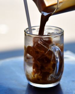 Close-up of drink in glass on table