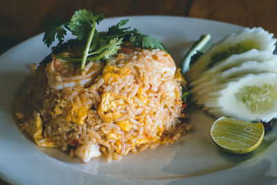 Close-up of meal served in plate
