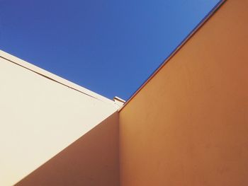 Low angle view of built structure against clear blue sky