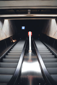 Blurred motion of escalator