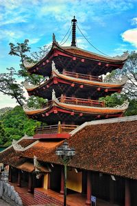 Low angle view of traditional building against sky